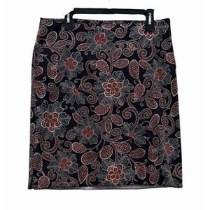Talbots A-Line Blue And Red Floral Skirt Size 12 Summer Patriotic